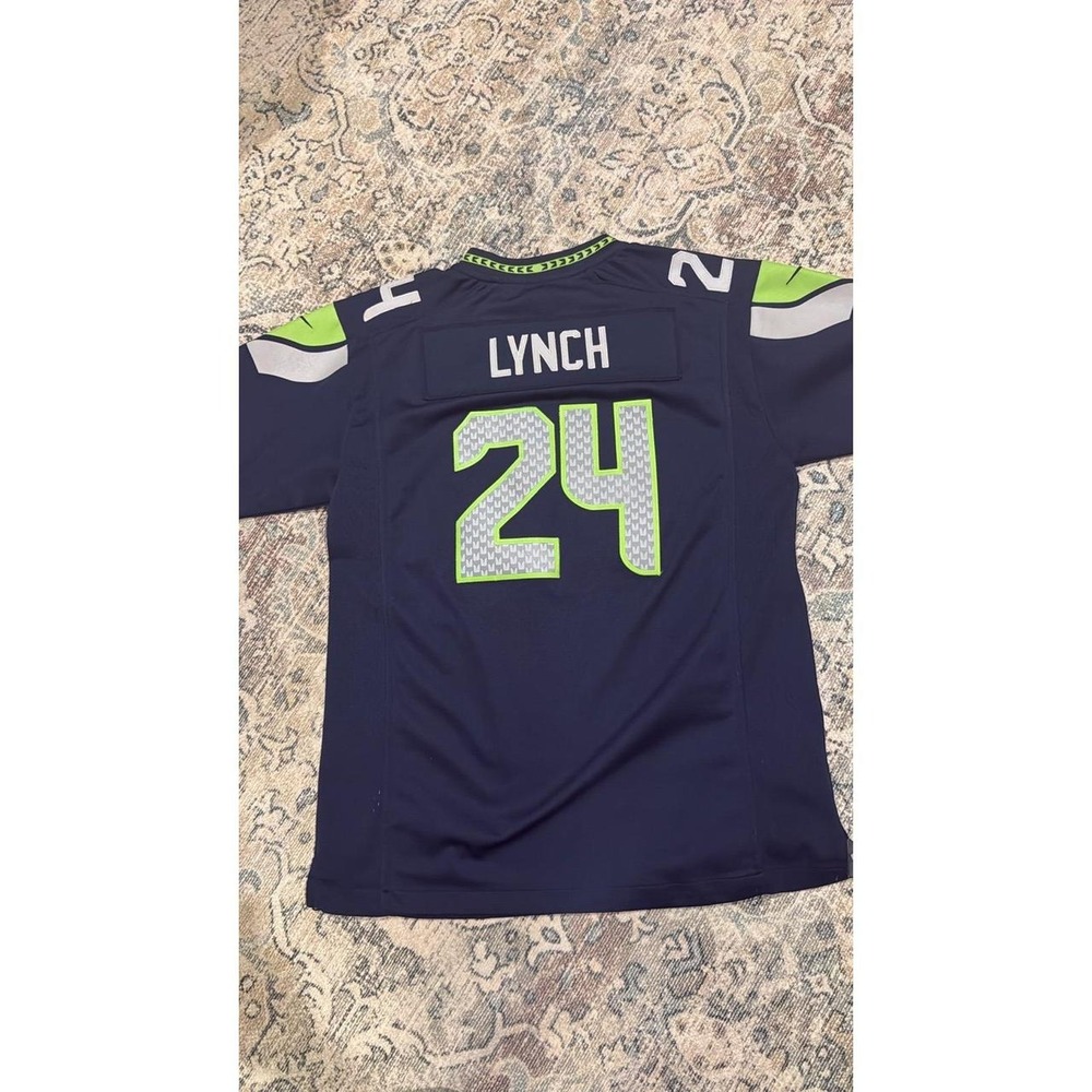 Nike Seattle Seahawks Marshawn Lynch 24 Jersey Kids XL Navy Blue NFL Football